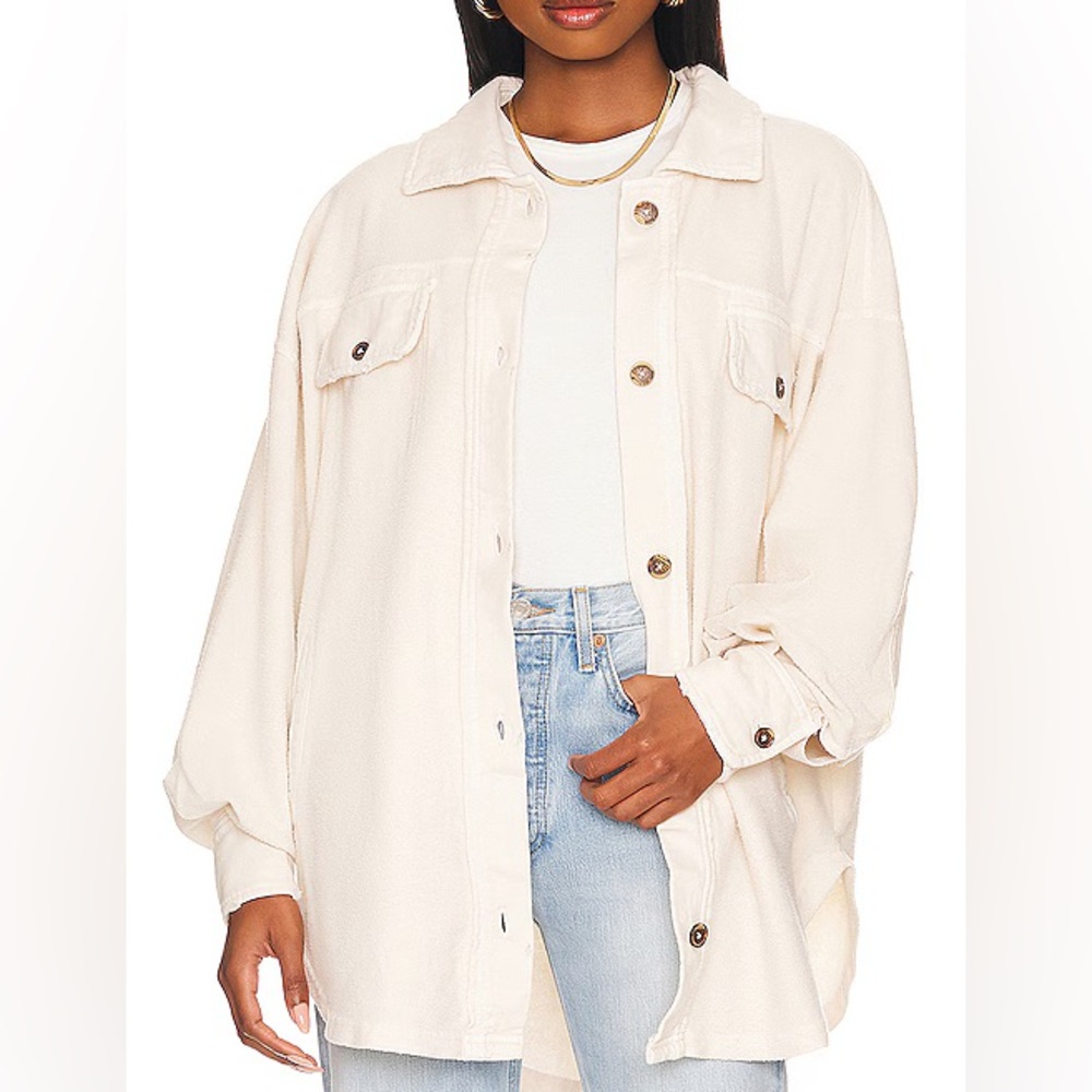 Free People Oversized Cream Button-Up Jacket